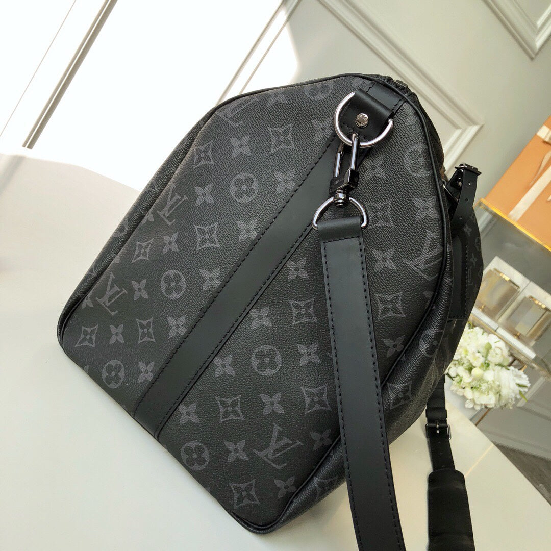 Top Quality Keepall Bandouliere 55 Monogram Eclipse Canvas For Men, Bags, Travel Bags 21.7in/55cm Top Quality M40605