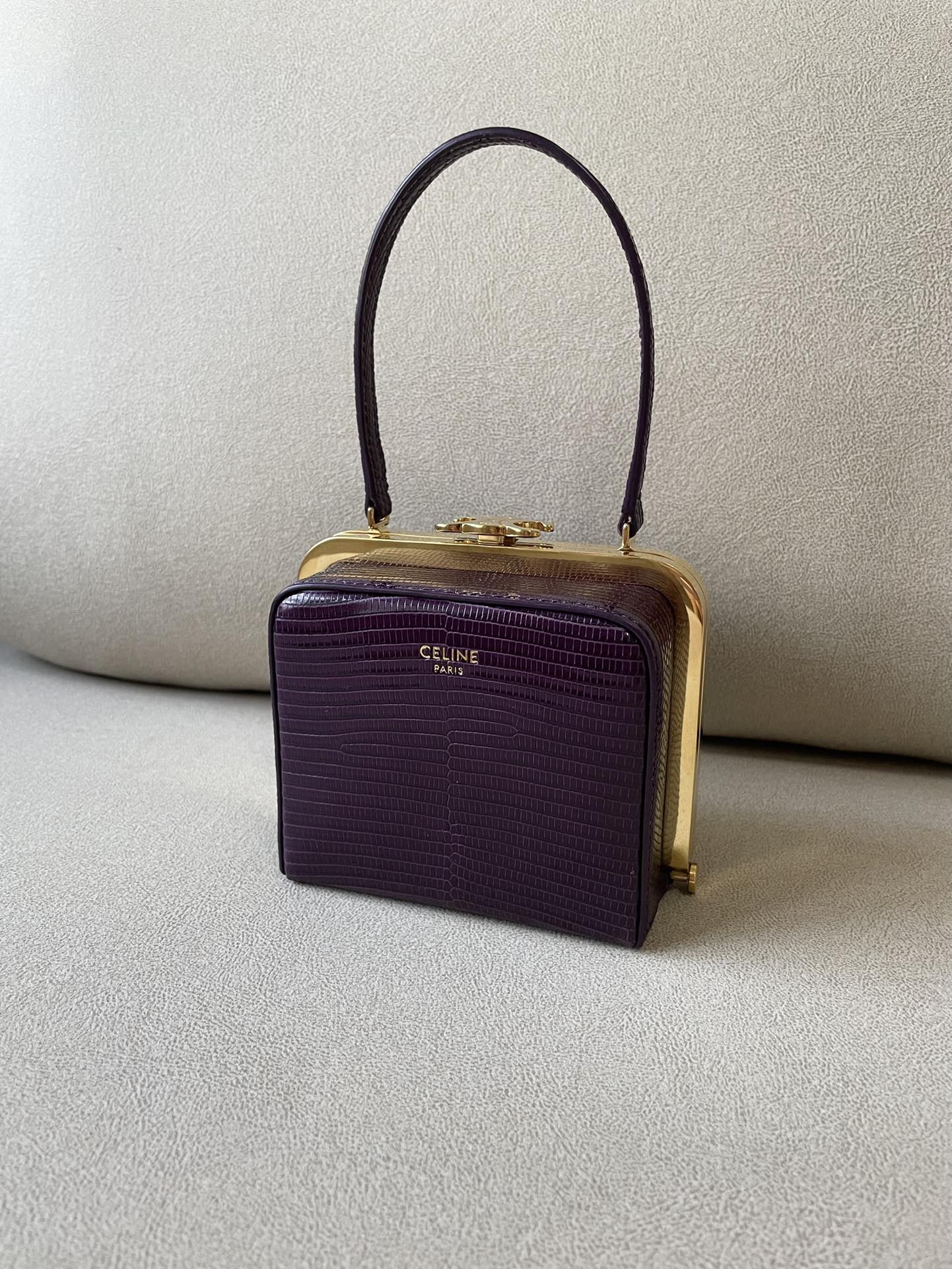 Top Quality Triomphe Minaudiere In Lizard Violet For Women 4in/10cm