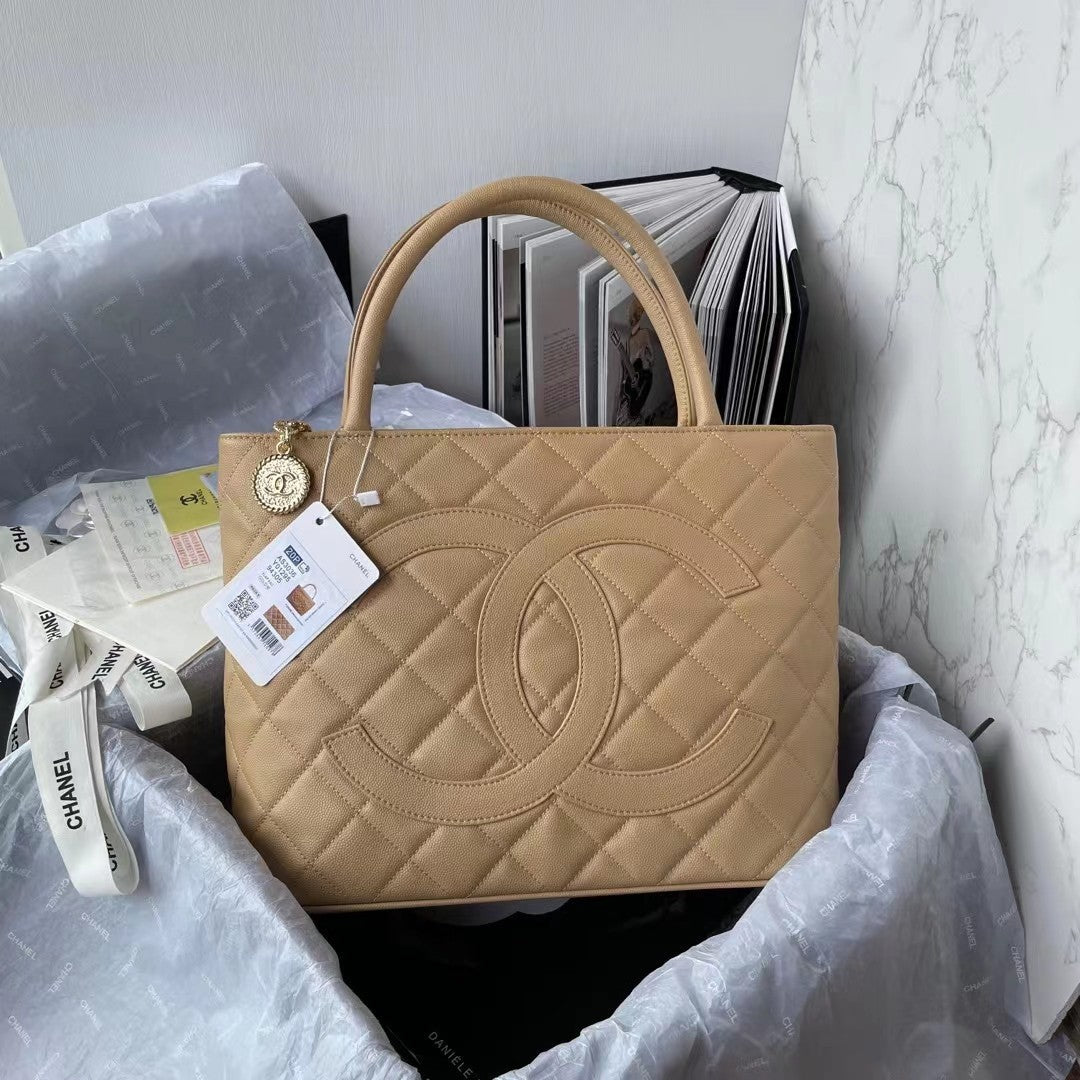CHLMedallion Tote Shoulder Beige Bag For Women 29cm/11in