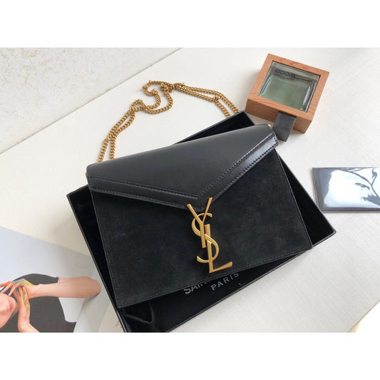 YSSL Cassandra Medium Chain Bag Black For Women 8in/22cm YSL 5327500SX0W1000