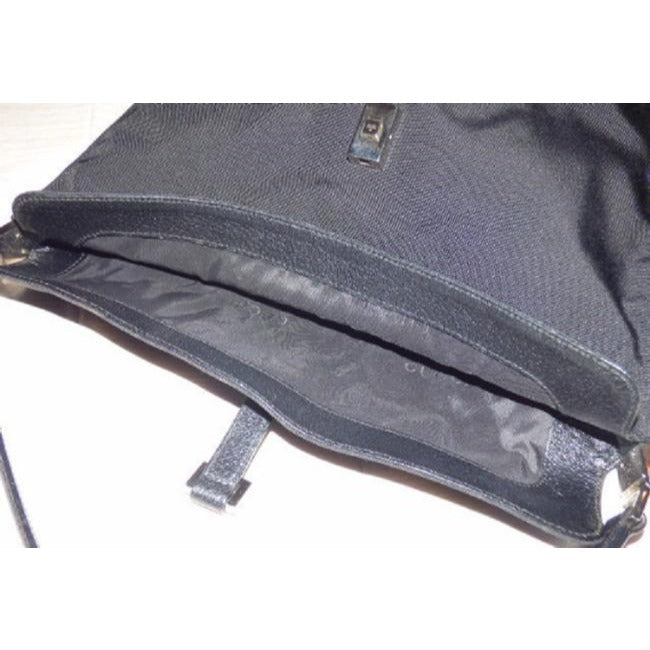 Gucci Jackie   Black Leather Nylon Fabric Shoulder Bag