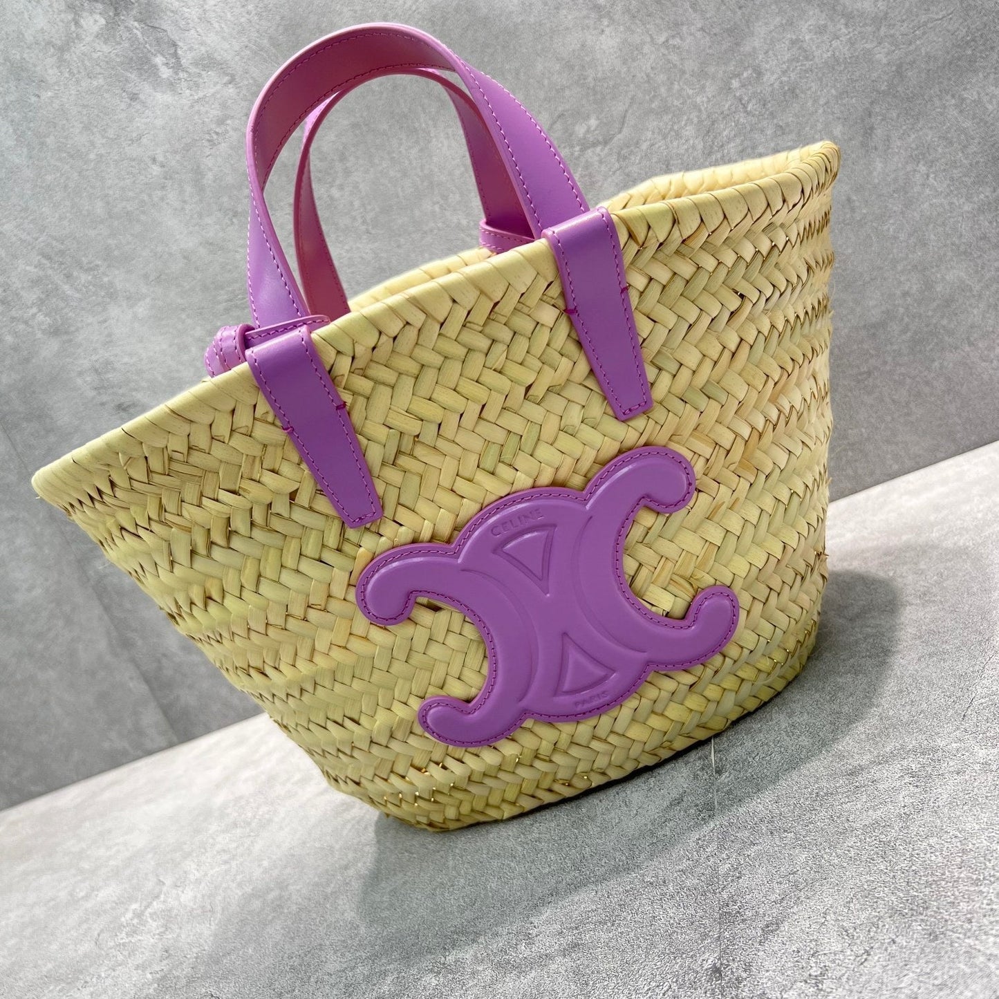 Top Quality Teen Triomphe Top Quality Classic Panier In Palm Leaves And Lizard Violet For Women 8in/20cm