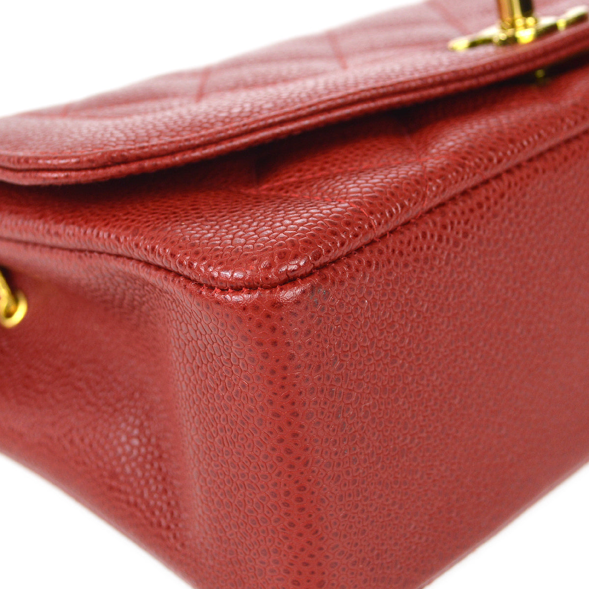 Chanel 1994-1996 Small Diana Chain Shoulder Bag Red Caviar