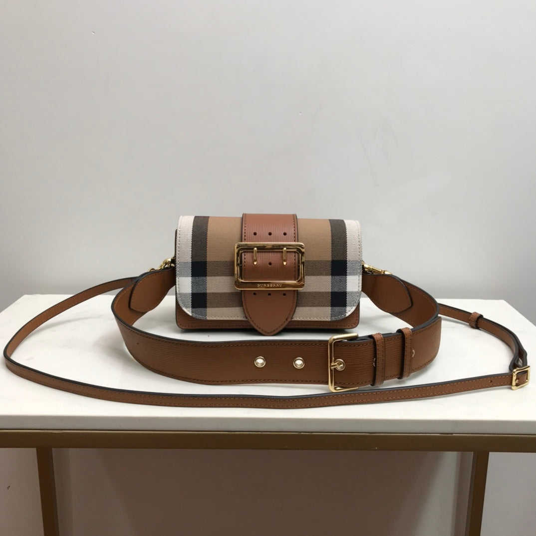 Top Quality Small Bridle Ho Check And Buckle Crossbody Brown For Women, Bags 7.8in/20cm