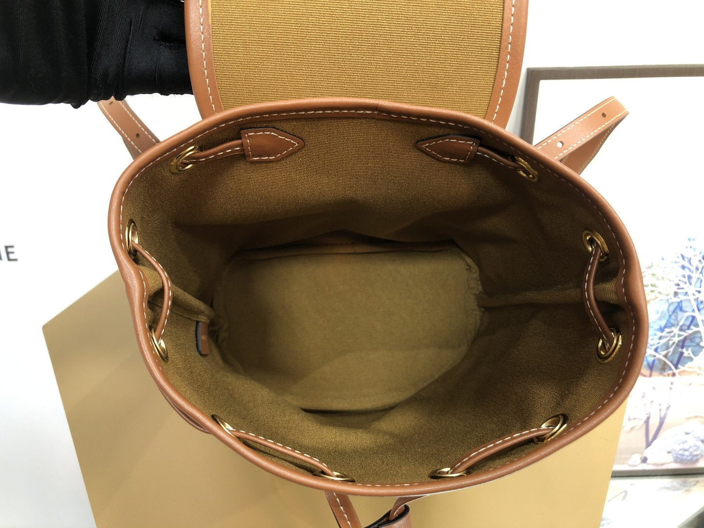 Top Quality Mini Backpack Folco In Triomphe Canvas White For Women 7in/20cm 197662CAS.01BC