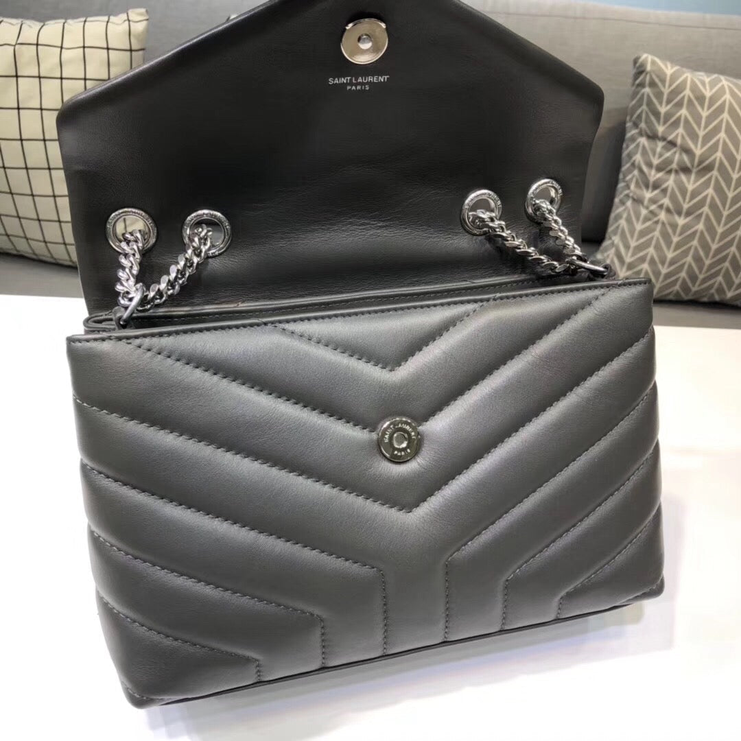 Top Quality Loulou Small Chain Bag In Matelassé "Y" Dark Green For Women 9.8in/23cm YSL