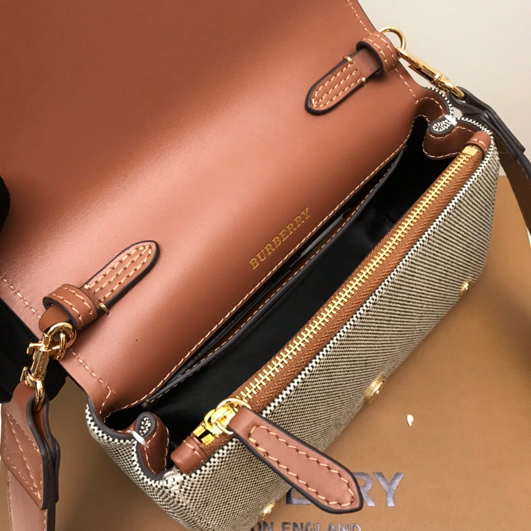 Top Quality Horseferry Print Cotton Canvas Small Crossbody Bag For Women, Bags 7.1in/18cm 80398691