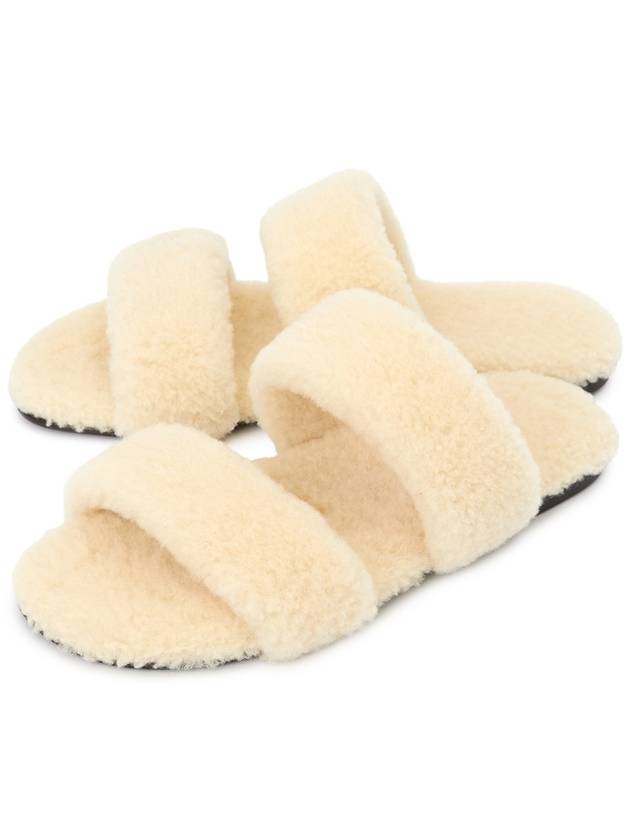 Luxury Saint Laurent Trending 2025 Shearling Sandal Slippers White