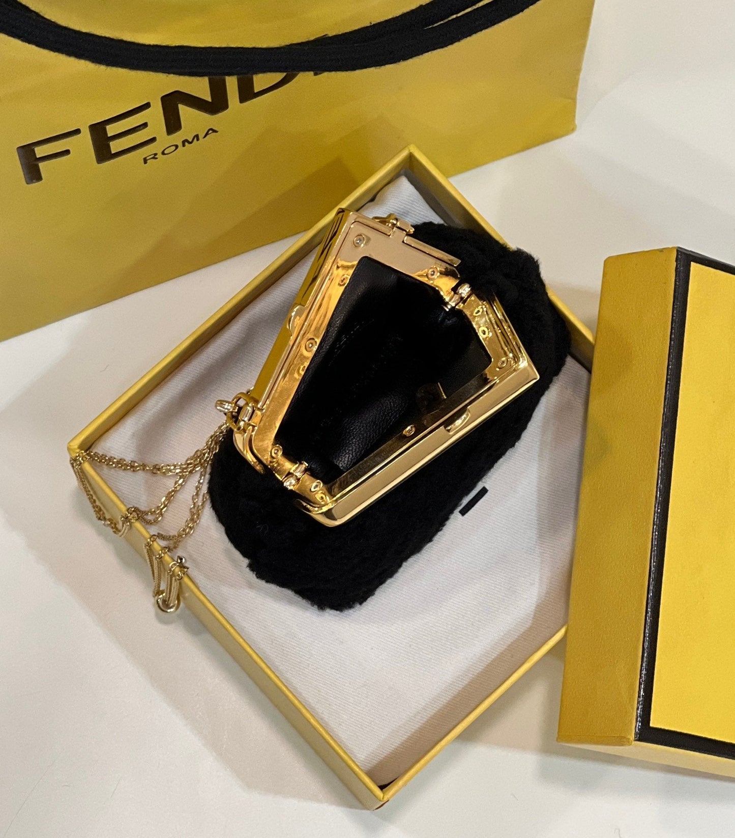 Top QualityTop Quality Top QualityTop Qualityrst Mini Black Mink Bag For Woman 11.5cm/4in