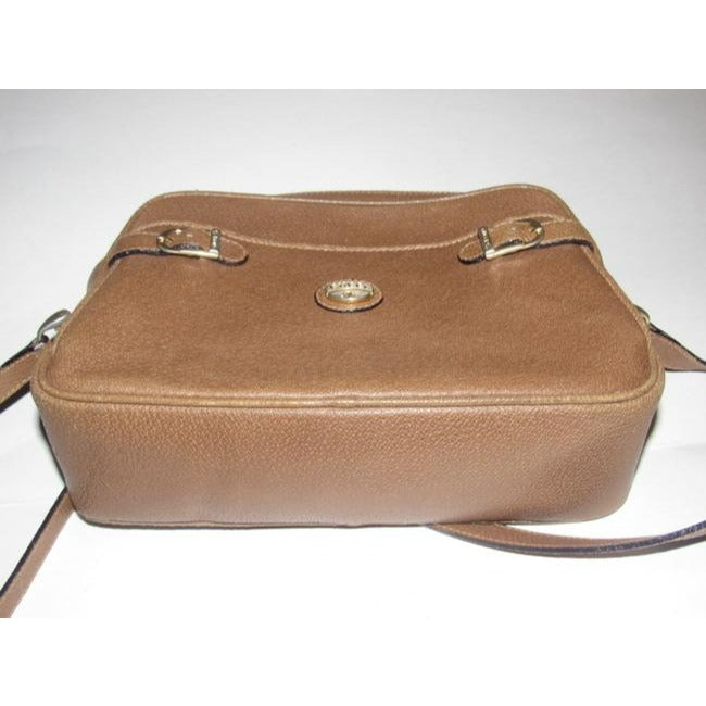 Gucci   Brown Leather And Gold Hardware Coated Canvas Shoulder Bag
