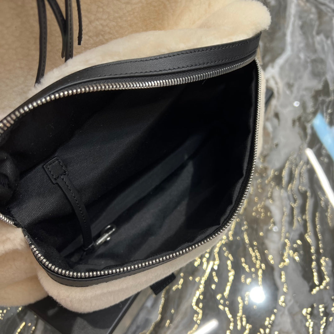 YSSL Fleece Backpack Beige For Women, Women’s Bags 16.1in/41cm YSL