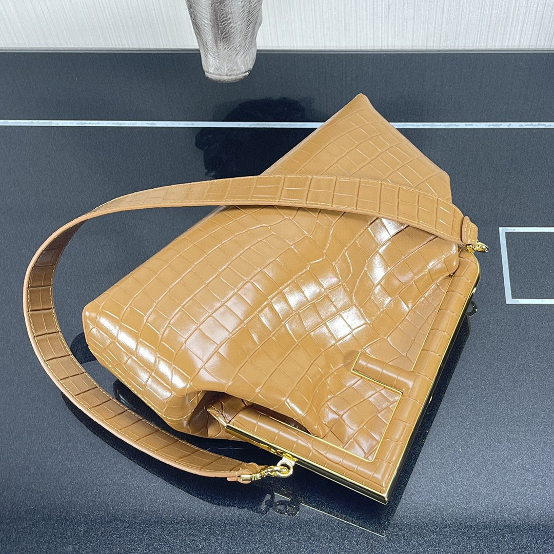Top QualityTop Quality Top QualityTop Qualityrst Medium Brown Crocodile Bag For Woman 32.5cm/13in