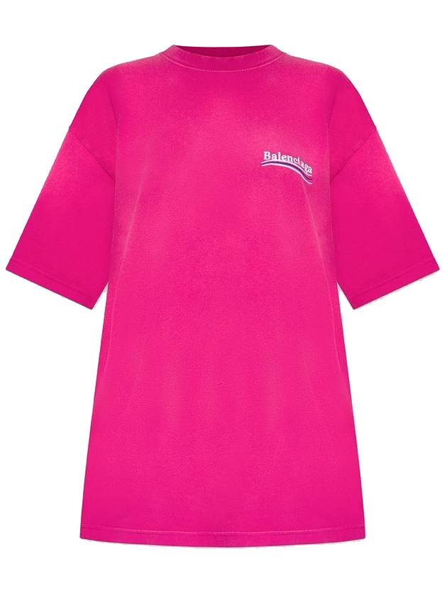 Luxury Balenciaga Trending 2025 Wave Logo Political Campaign Large Fit Short Sleeve T-Shirt Pink