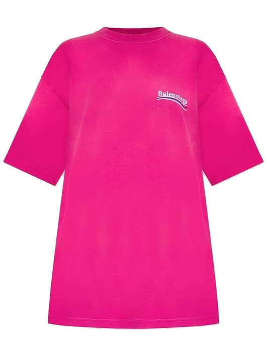 Luxury Balenciaga Trending 2025 Wave Logo Political Campaign Large Fit Short Sleeve T-Shirt Pink