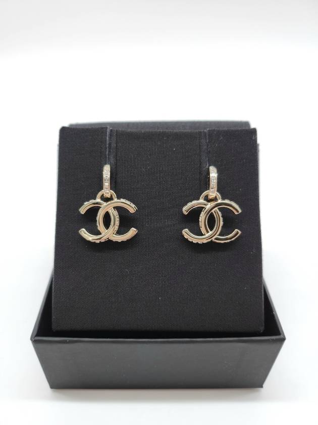 CC Logo Drop Earrings Gold Chanel