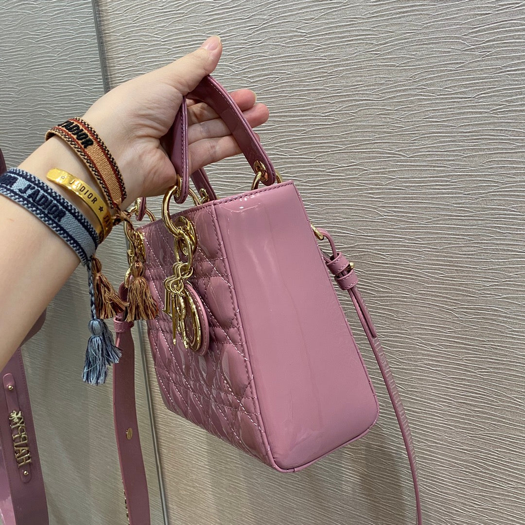 Top Quality Small Lady Bag Clutch Gold Toned Hardware Pink For Women 8in/20cm CD