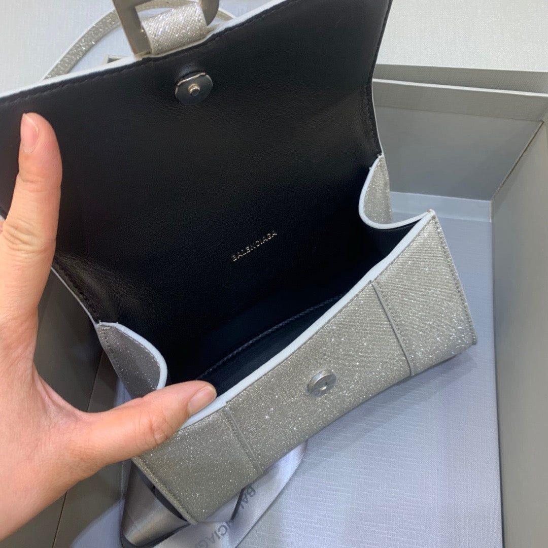 Top Quality Hourglass XS Handbag In Grey, For Women,  Bags 7.4in/19cm 5928332102G1501