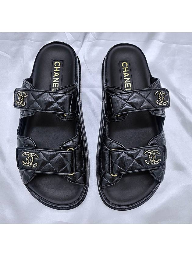 CC Logo Velcro Sandals Black Chanel