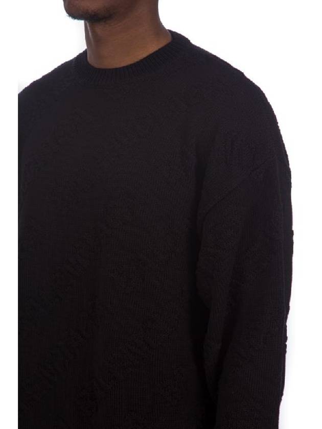 Luxury Balenciaga Trending 2025 Logo Jacquard Cotton Knit Top Black