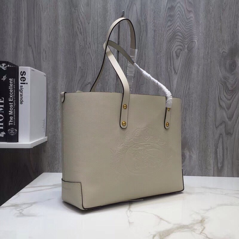 Top Quality Small Embossed Crest Tote White For Women, Bags 13.8in/35cm