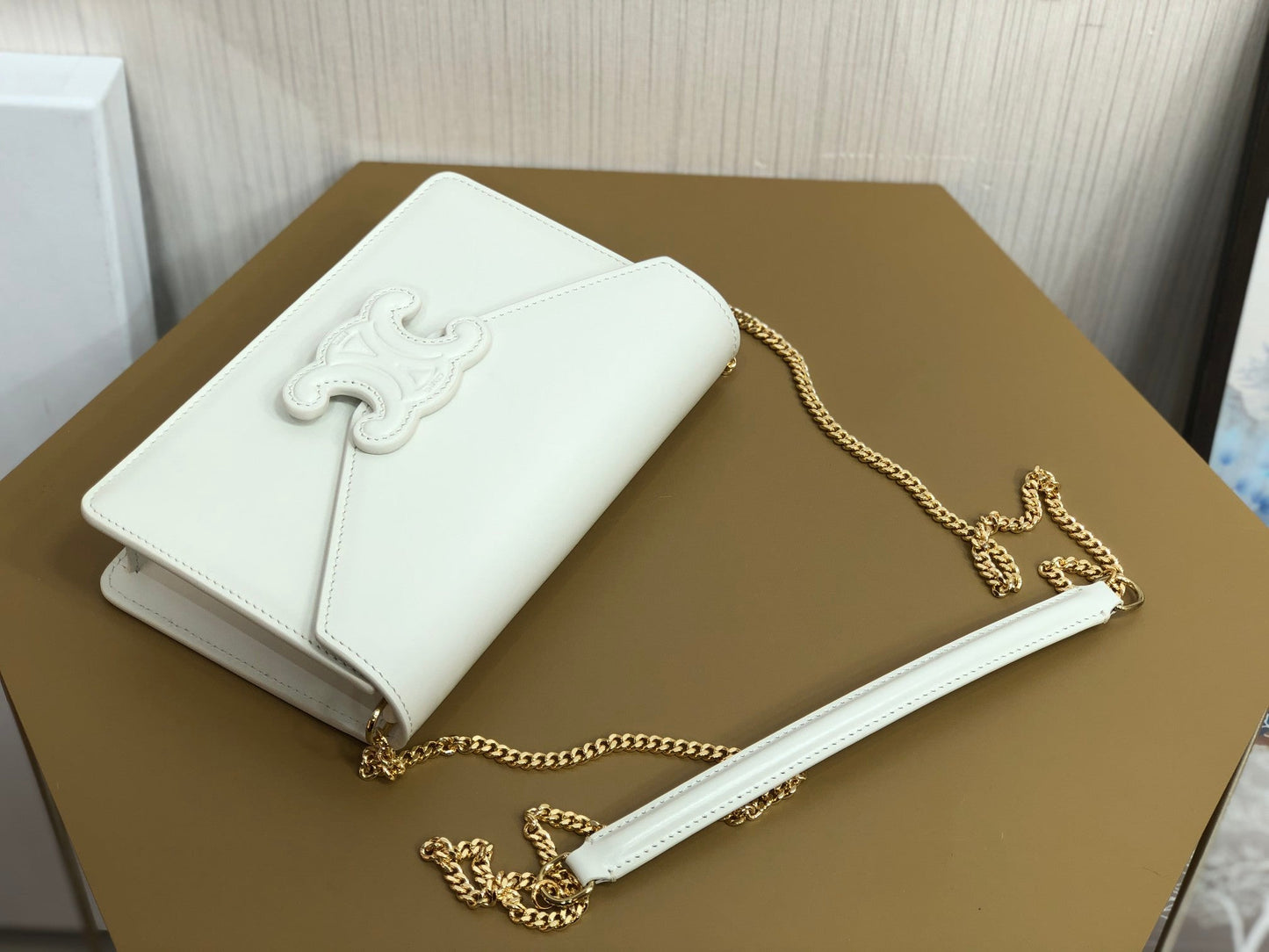 Top Quality Wallet On Chain Triomphe White For Women 7in/19cmÂ 