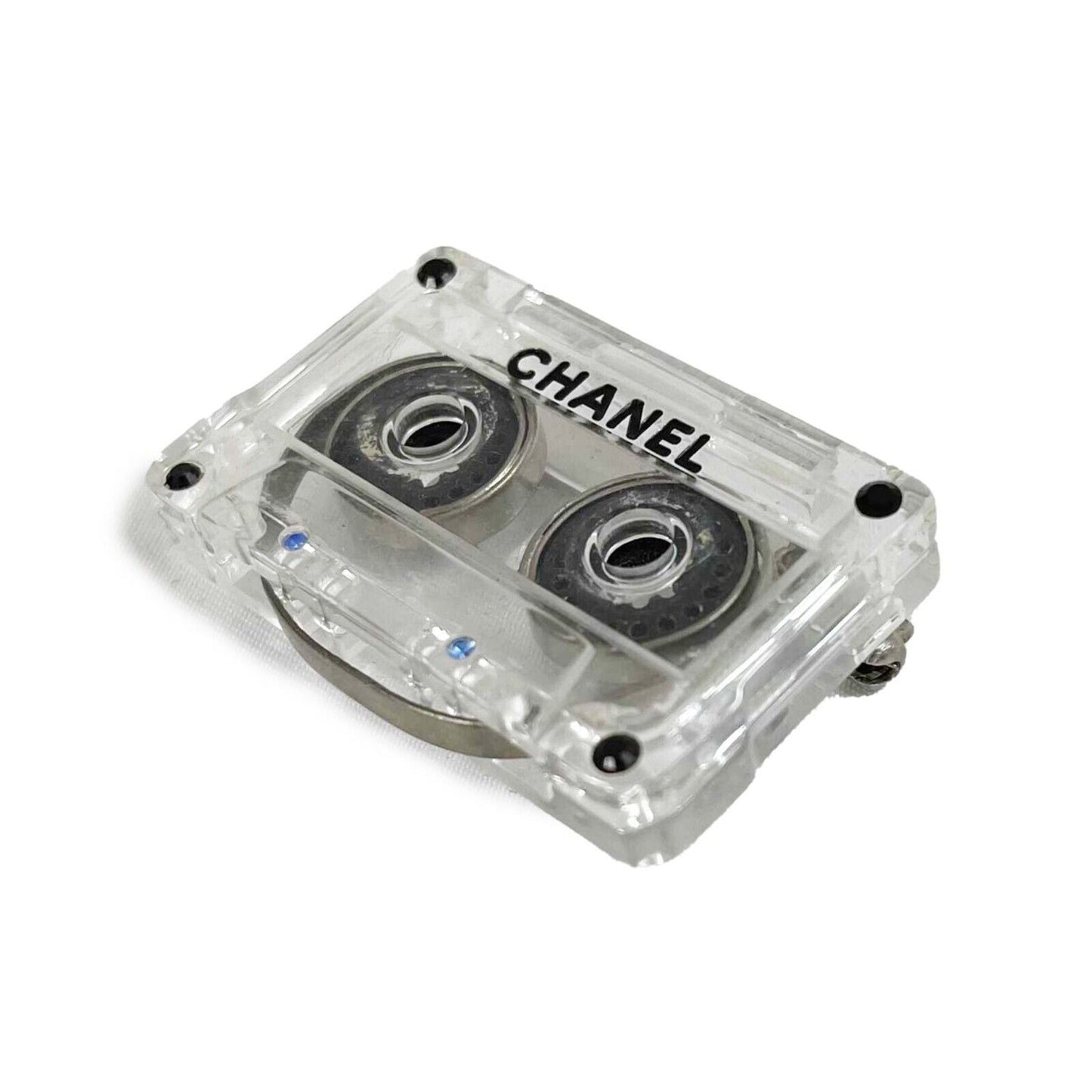 CHANEL 04P '' Cassette Tape - Resin / Black Brooch