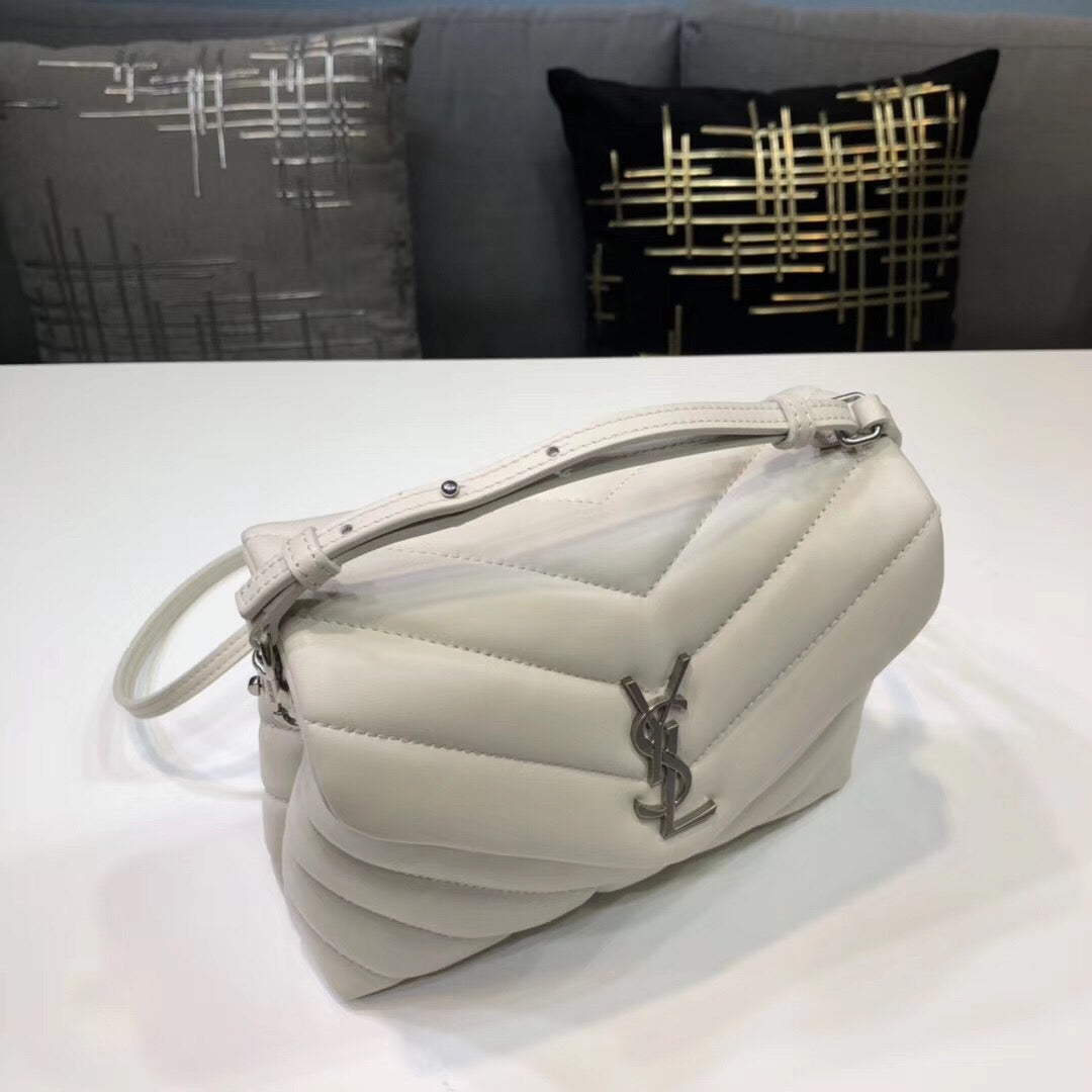 Top Quality Loulou Mini Shoulder Bag White For Women 7in/18cm YSL