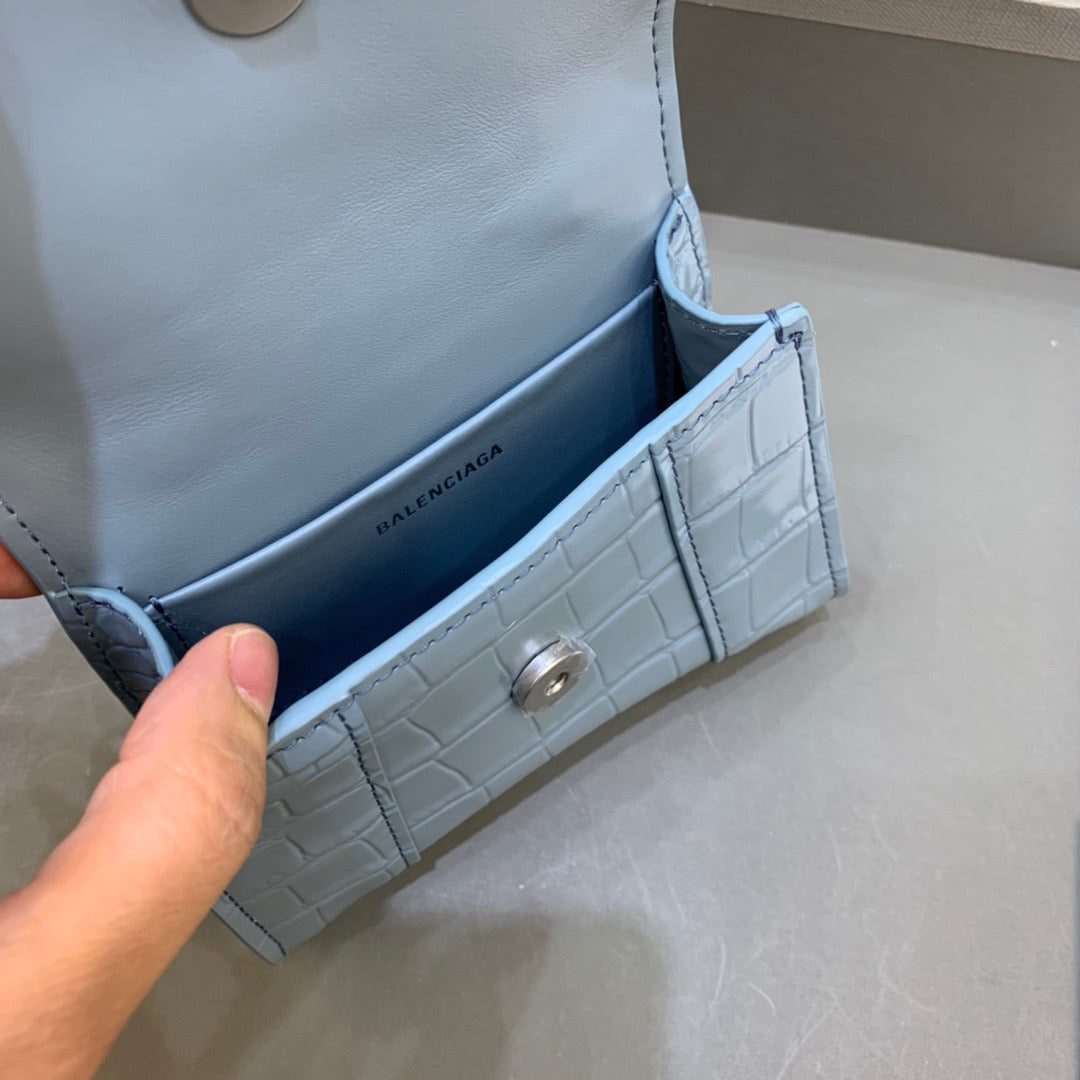 Top Quality Hourglass Mini Handbag With Chain In Blue, For Women,  Bags 4.7in/12cm