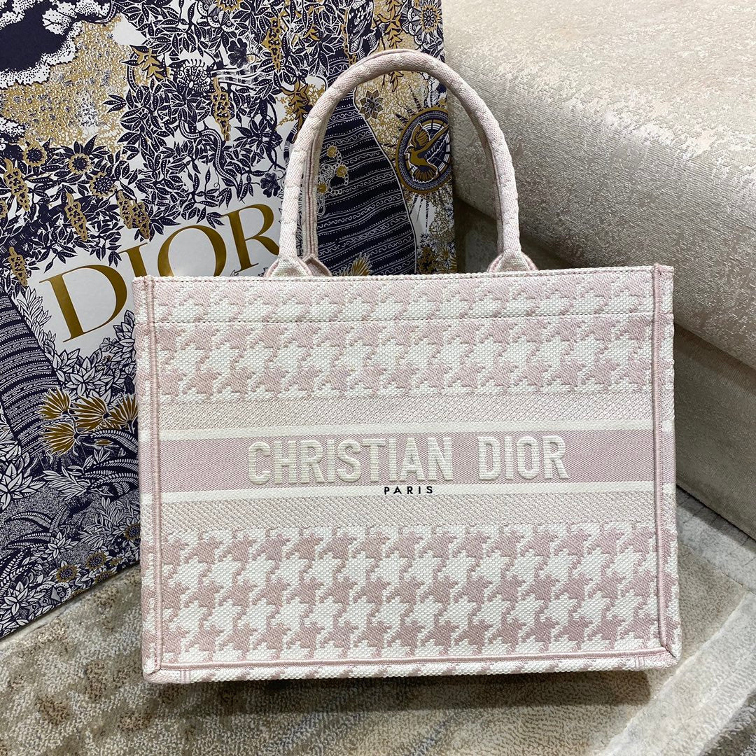 Top Quality MeTop Qualityum Book Tote Pastel Houndstooth Embroidery, Pastel, For Women Womens Handbags, Shoulder Bags, 36cm CD