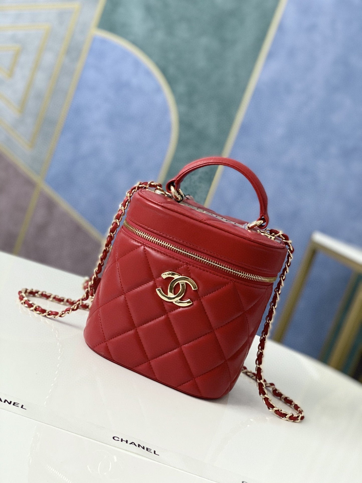 CHLVanity Case Gold Hardware Burgundy For Women Handbags, Shoulder Bags 9.4in/24cm 