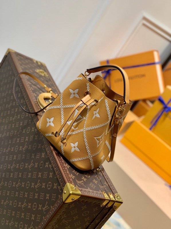 Top Quality NeoNoe MM Bucket Bag Monogram Empreinte Arizona Brown For Women, Womens Handbags, Shoulder Bags 10.2in/26cm Top Quality M46029
