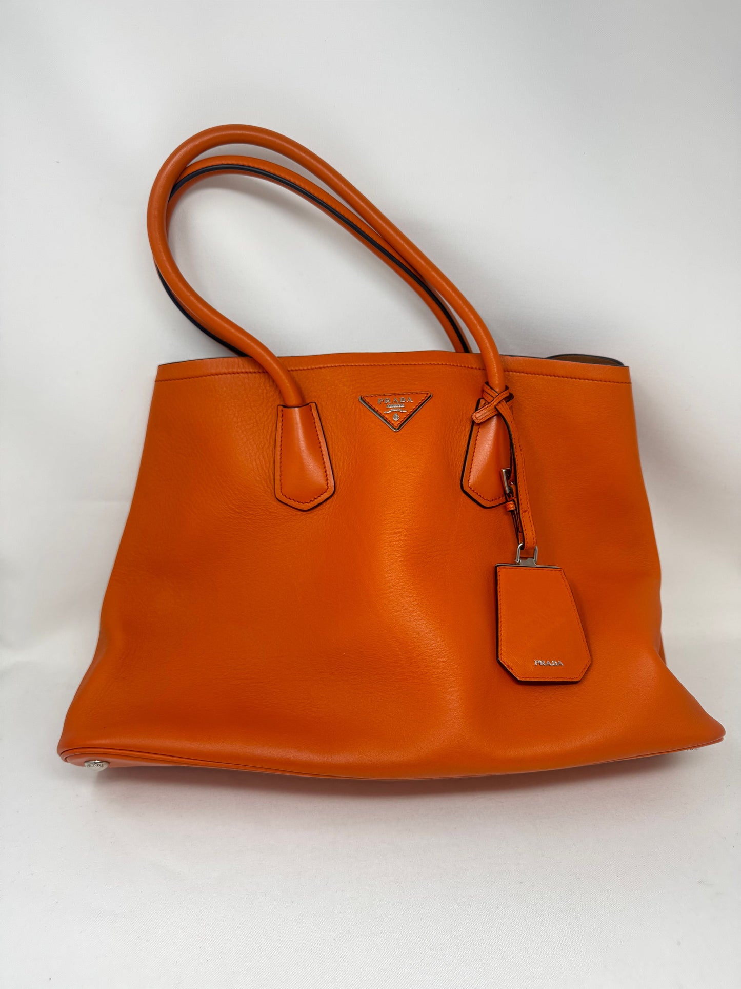 Prada City Calf Double Tote Bag - Orange Totes, Handbags B20-85
