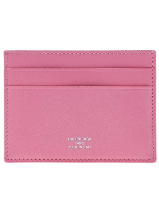 Luxury Balenciaga Trending 2025 Logo Calfskin Card Wallet Pink