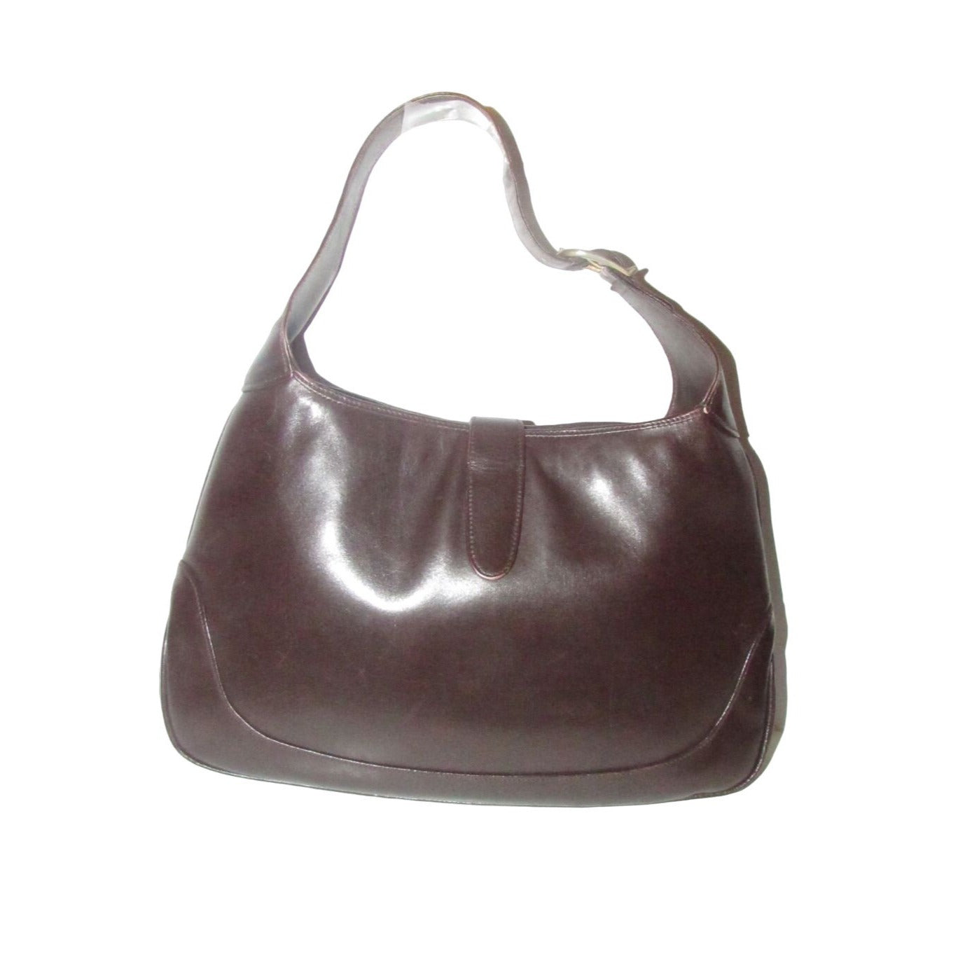 Rare,  , Gucci, 1961 Jackie, glossy brown leather hobo style shoulder bag with a red and green center stripe & gold piston closure
