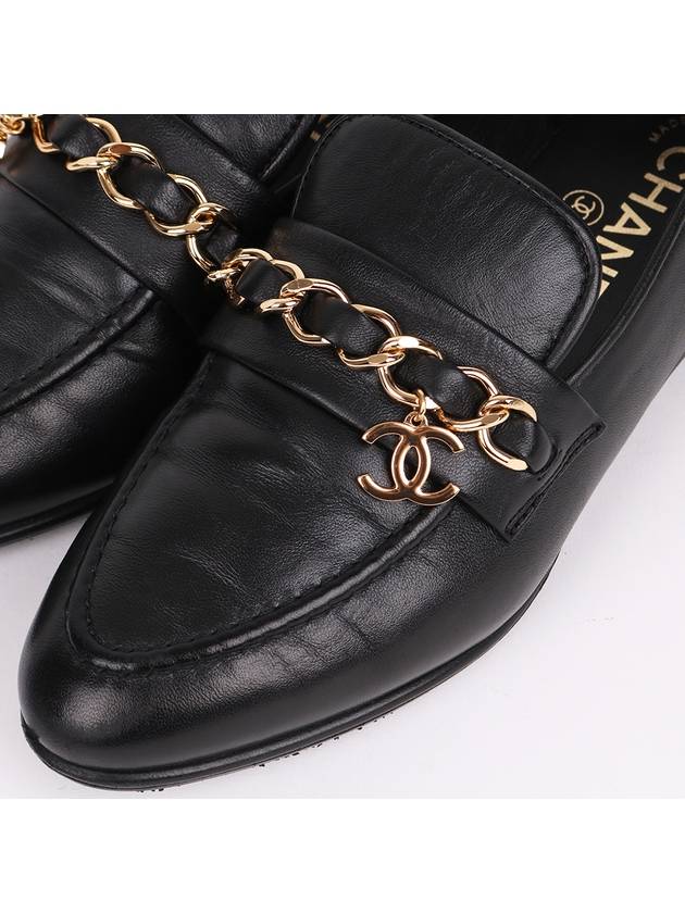 CC logo gold black women s loafers G36420 Chanel