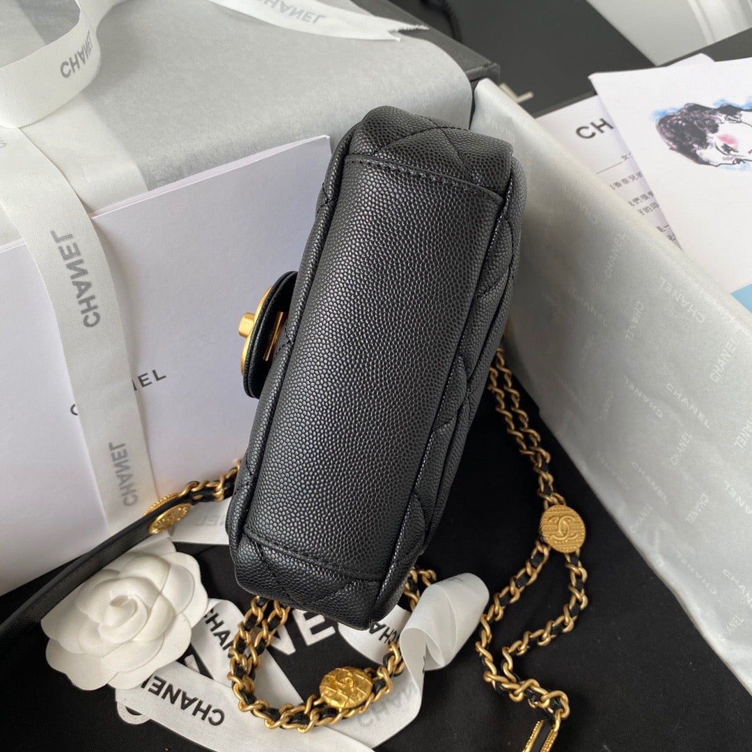 CHLMini Flap Bag With Top Handle Gold Hardware Black For Women, Women’s Handbags, Shoulder Bags 7.9in/20cm AS2431