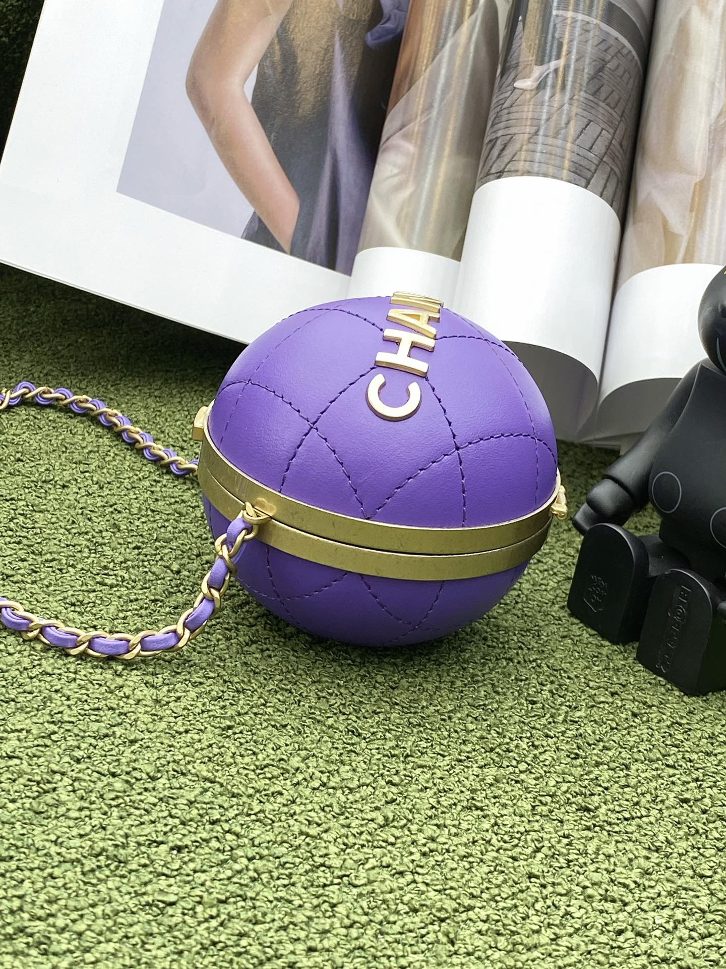 CHL Ball Bag Purple and Gold Chain Bag For Women 23.5cm/95in