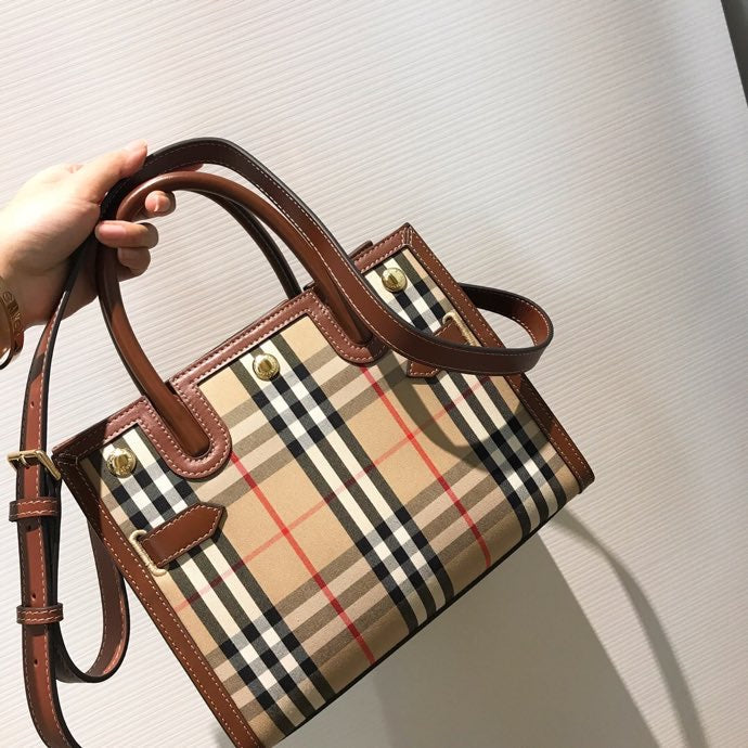 Top Quality Mini  Check Two-handle Title Bag Archive Beige For Women, Bags 10.2in/26cm 80252671