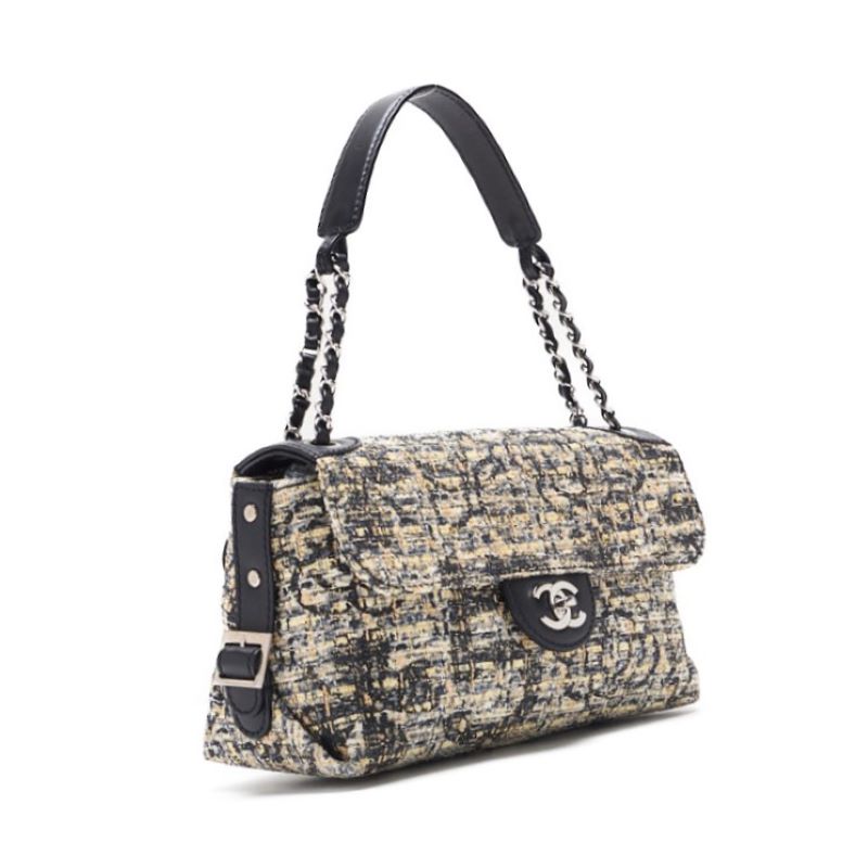 Chanel Camelia Turnrock Chain Shooter Tweed Black  Multicolor (Silver G ) Shooter Bag  Shooter Bag Lady Hybrid ? Ship??SS? escence Online