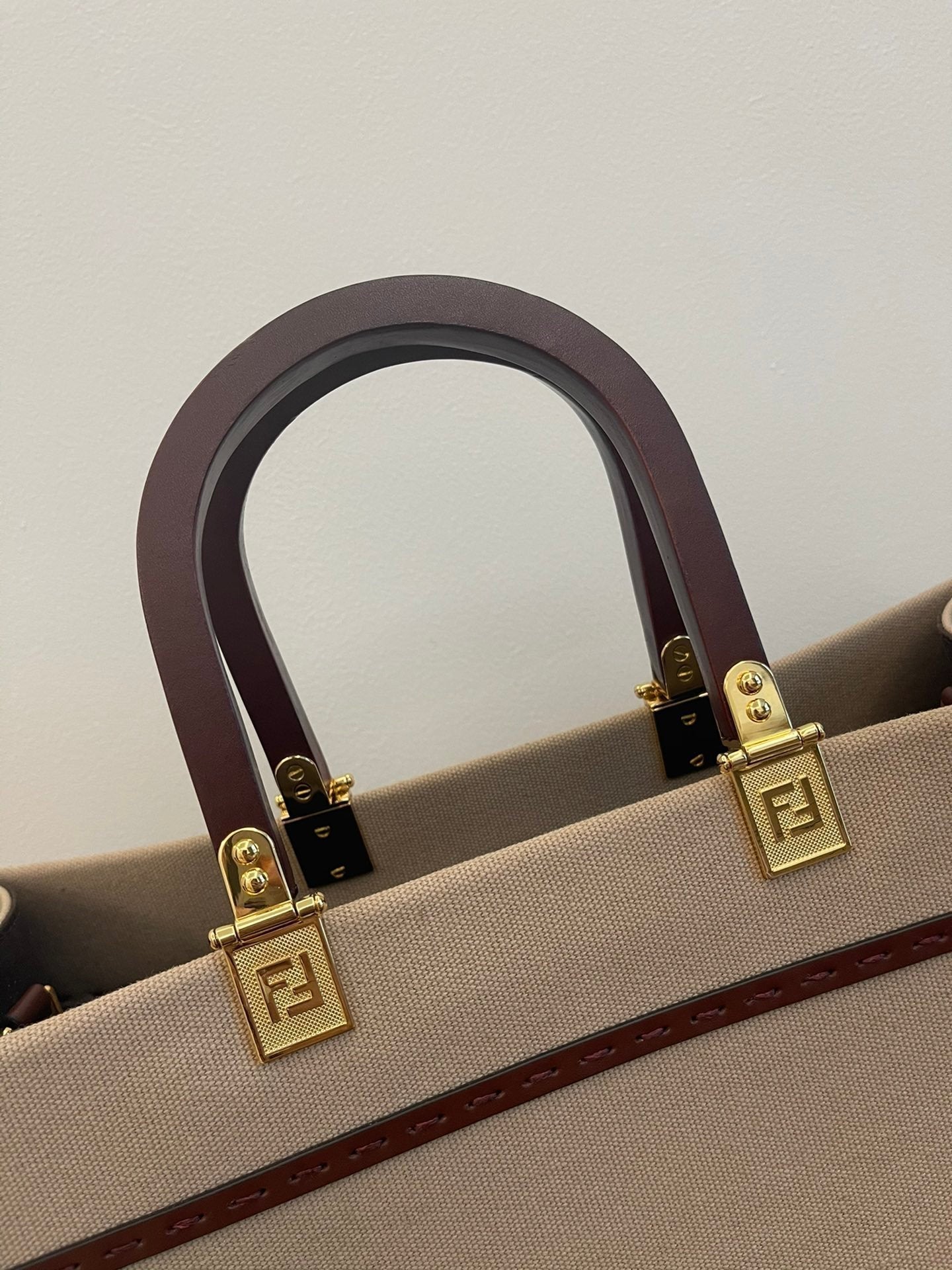 Top QualityTop Quality Sunshine Medium Tote Bag Beige Canvas For Women, Women’s Bags, Shoulder Bags 13.8in/35cm FF 8BH386