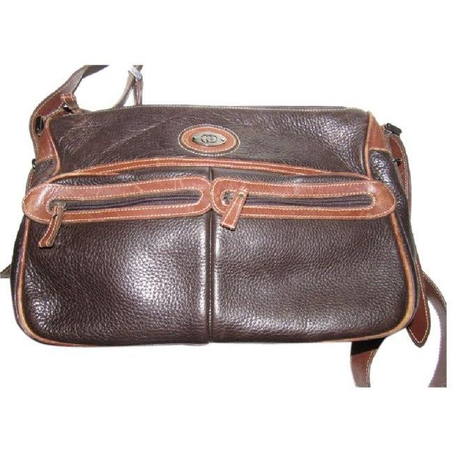 Gucci   Dark Brown Textured And Caramel Smooth Leather Satchel