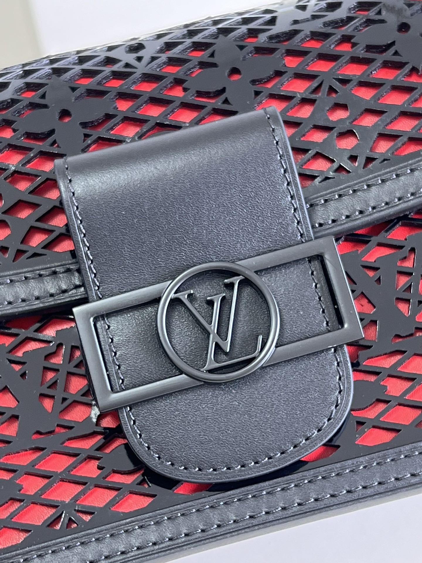 Top Quality Limited Mini Dauphine Bags By Nicolas Ghesquière With Monogram Lace Black For Women 20cm Top Quality M20595