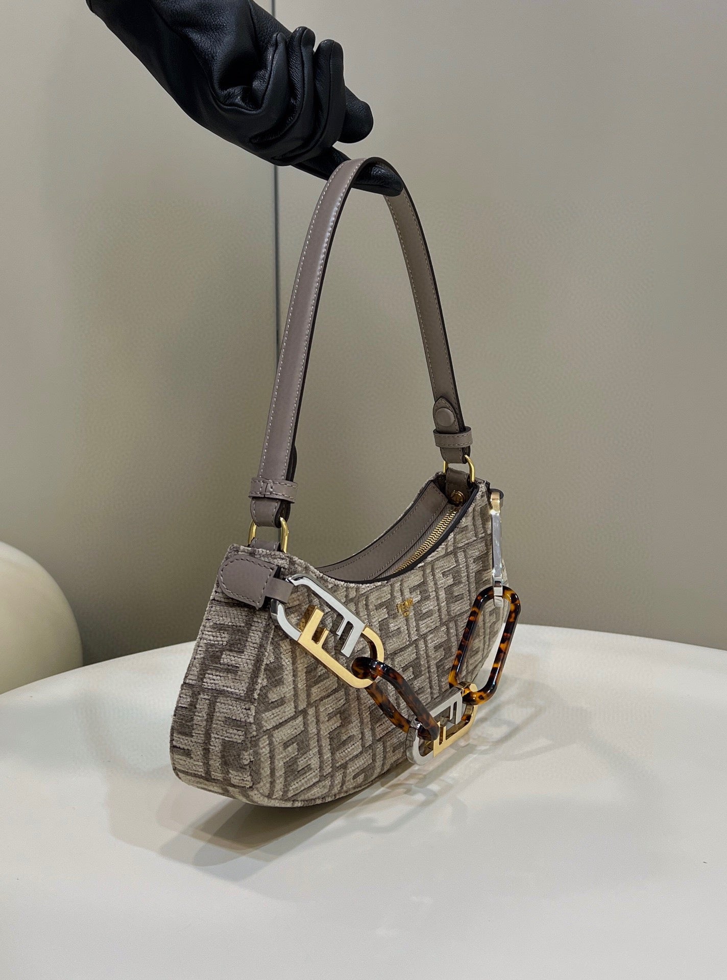 Top QualityTop Quality O’Lock Swing Dove Gray Tapestry Fabric Bag For Woman 32cm/12in