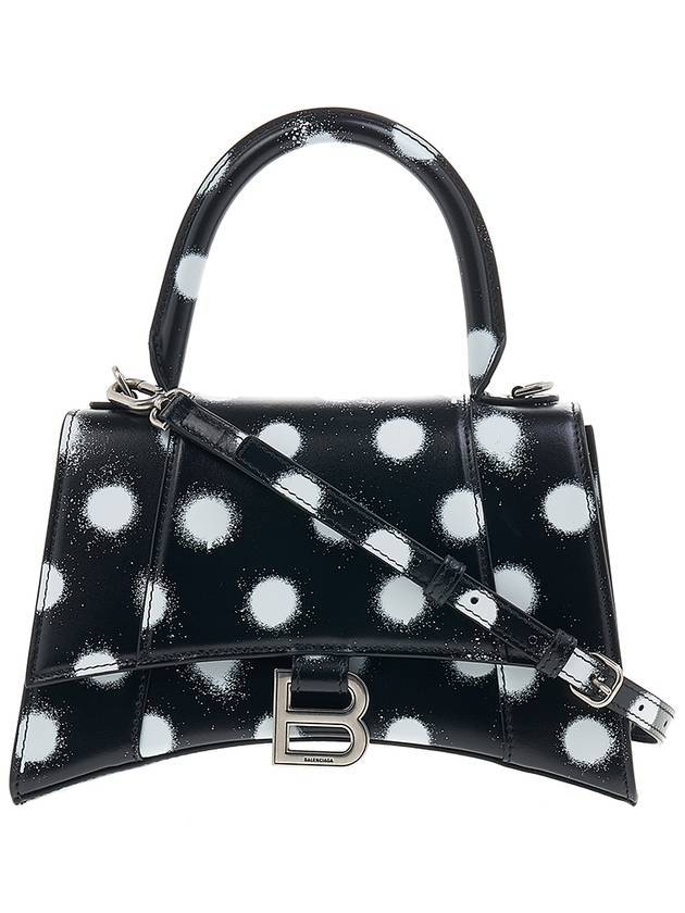 Luxury Balenciaga Trending 2025 Hourglass Small Polka Dot Leather Tote Bag Black