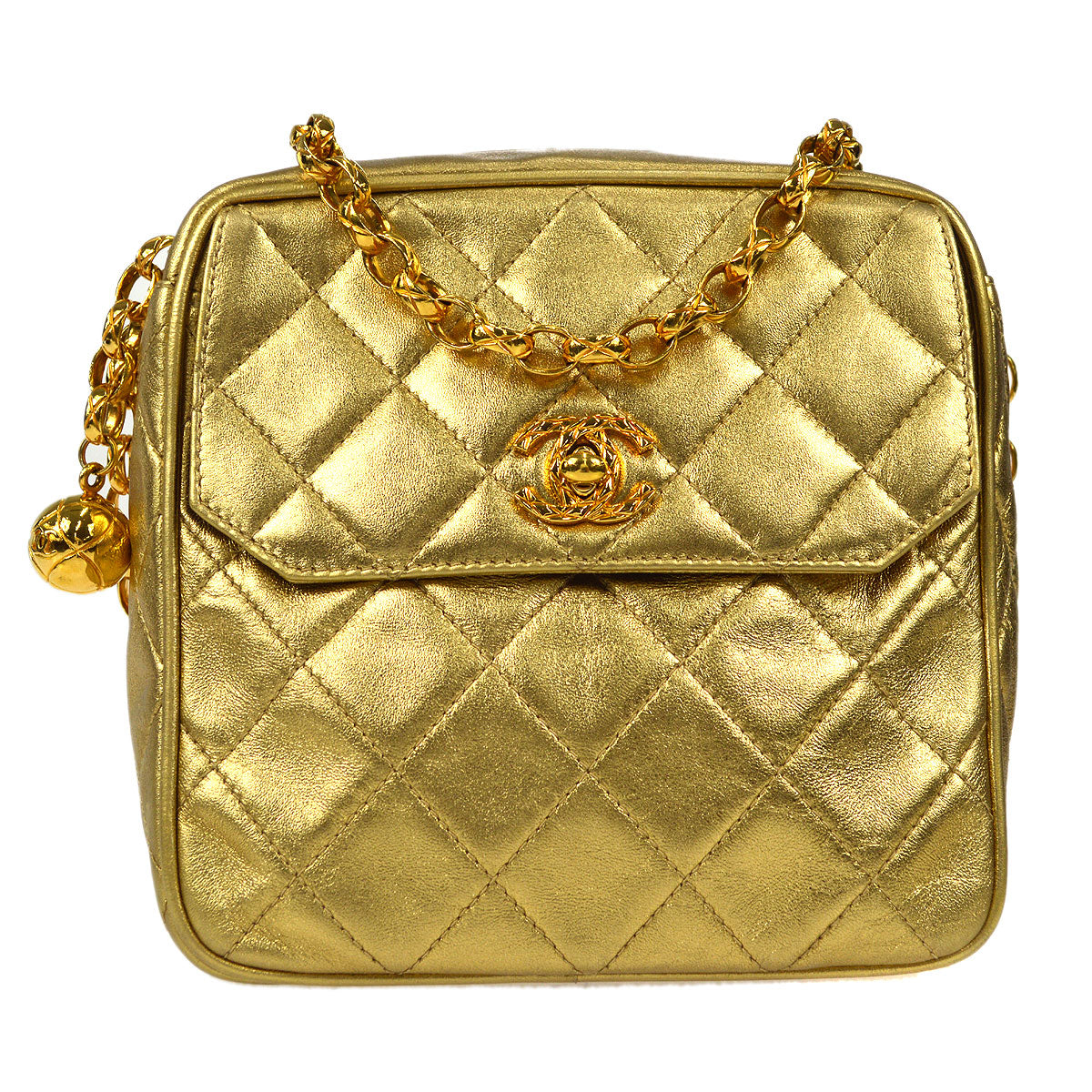 Chanel 1991-1994 Pocket Camera Bag Mini Gold Lambskin