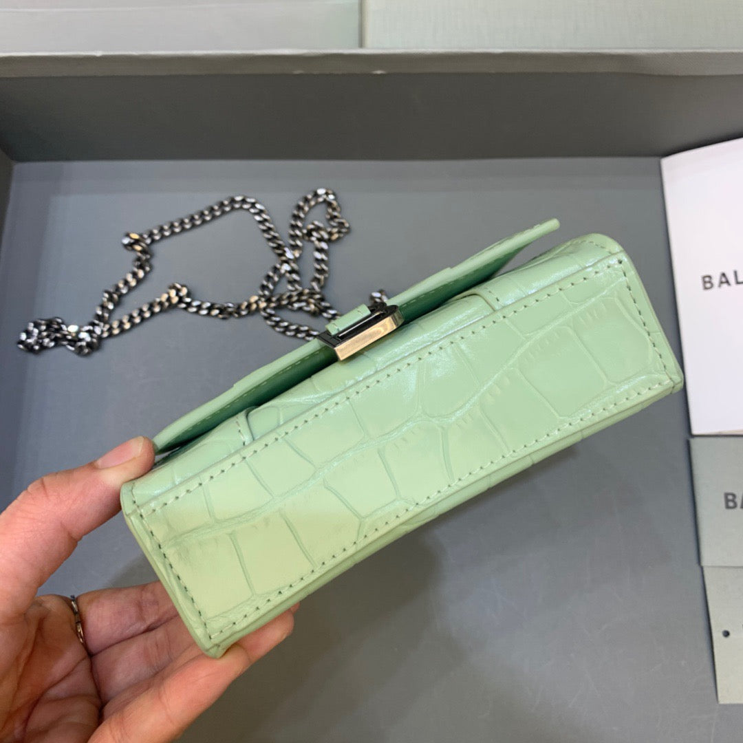 Top Quality Hourglass Mini Handbag With Chain In Light Green, For Women,  Bags 4.7in/12cm