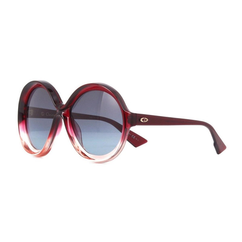 Dior Sunglasses Round Full Rim, Burgundy Gradient Pink Frame and Grey Petrol Lens DIORBIANCA0T5I7
