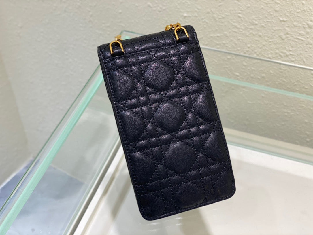 Top Quality Caro Phone Holder With Chain Black, For Women, Womens Handbags 7.5in/18.5cm CD S5105UWHC_M900