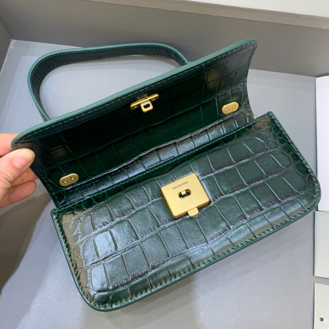 Top Quality Gossip Small On Chain Shoulder Bag Dark Green, For Women,  Bags 7.4in/19cm