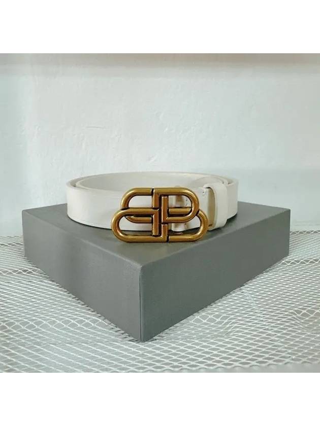 Luxury Balenciaga Trending 2025 BB Buckle Belt White